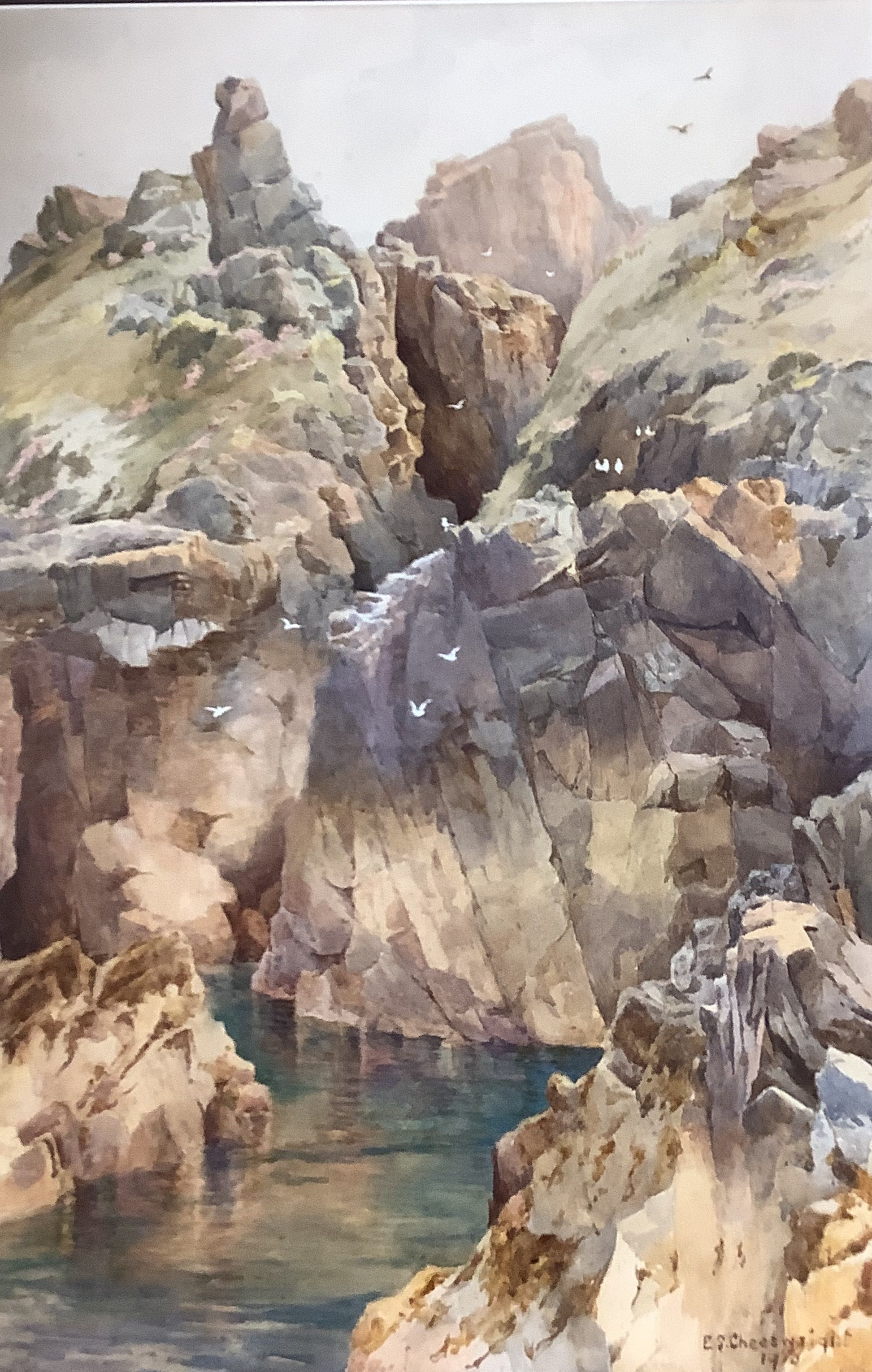 Ethel Sophia Cheesewright (1874-1977), watercolour, 'A sheltered cove (Sark), signed, watercolour and another similar watercolour by the same hand